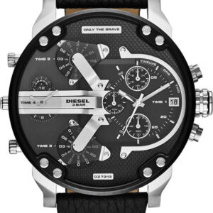 DIESEL Μr Daddy 2 Black Leather Strap DZ7313