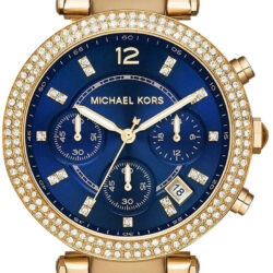 MICHAEL KORS  GOLD PARKER CHRONOGRAPH BLUE DIAL WOMENS WATCH MK6262