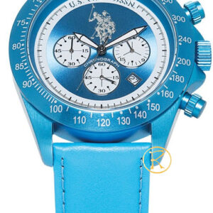 U.S. POLO Bennet Aluminium Light Blue Leather Chrono USP4057AQ