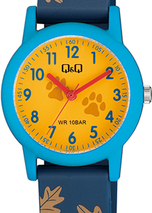 Q&Q V23AJ004VY Kids Lion Blue Rubber Strap