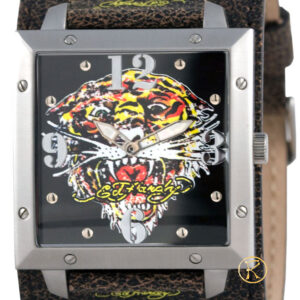 ED HARDY Warrior Tiger Brown Leather Strap WA-TG