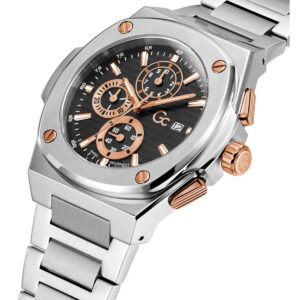 Guess Collection Coussin Shape Chronograph Silver Stainless Steel Bracelet Y99001G2MF