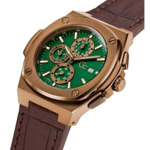 Guess Collection Coussin Shape Chronograph Brown Leather Strap Y99011G9MF