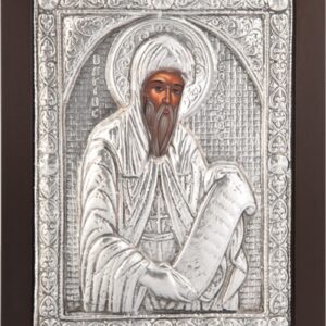 Εικόνα "Άγιος Γεράσιμος" σε μαύρο ξύλο με επικάλυψη από φύλλο ασήμι 925 ΚΩΔ. 106 30Χ40εκ.