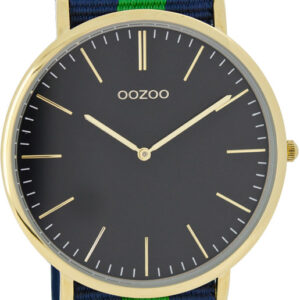 OOZOO Timepieces Vintage Gold Two Tone Fabric Strap C6923