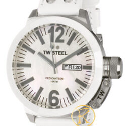 TW STEEL  Ceo Collection Large White Leather Strap  CE1038