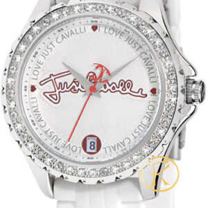 Just CAVALLI Easy White Rubber Strap Crystal Ladies R7251167945