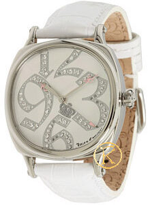 JUICY Prep Silver With Stones And White Leather Strap 1900691
