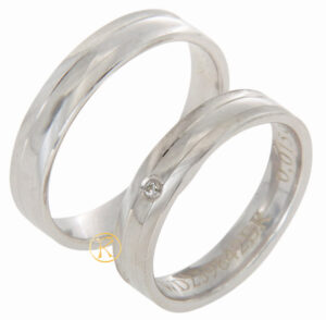 Βέρες Γάμου Λευκόχρυσες 14Κ Bonise WE239842BK