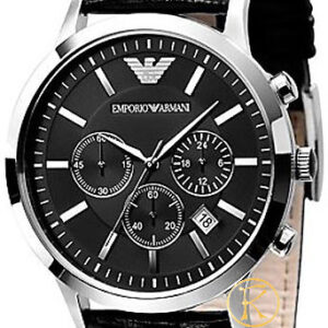 Emporio ARMANI Chronograph Black Leather Strap AR2447