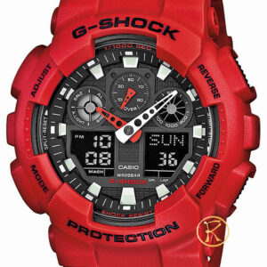 CASIO G-SCHOCK Chronograph Red Rubber Strap GA-100B-4AER