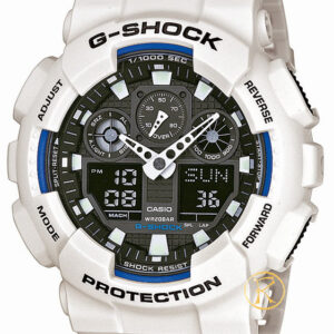 CASIO G-SCHOCK Chronograph White Rubber Strap GA-100B-7AER