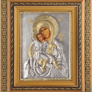 Εικόνα "Παναγία του Κύκκου" με επικάλυψη από φύλλο ασήμι 925 και τοπικό επιχρύσωμα ΚΩΔ. 800 40x50