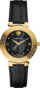 VERSACE Daphnis Gold Black Leather Strap V16050017