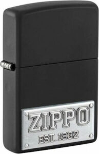 Zippo Black Matte Emblem Attached 48689