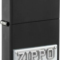 Zippo Black Matte Emblem Attached 48689