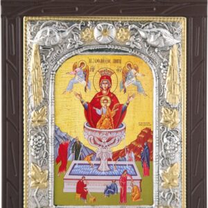 Ξυλόγλυπτο "Ζωοδόχος Πηγή" με επικάλυψη από φύλλο ασήμι 925 και τοπικό επιχρύσωμα ΚΩΔ. 203 15x23